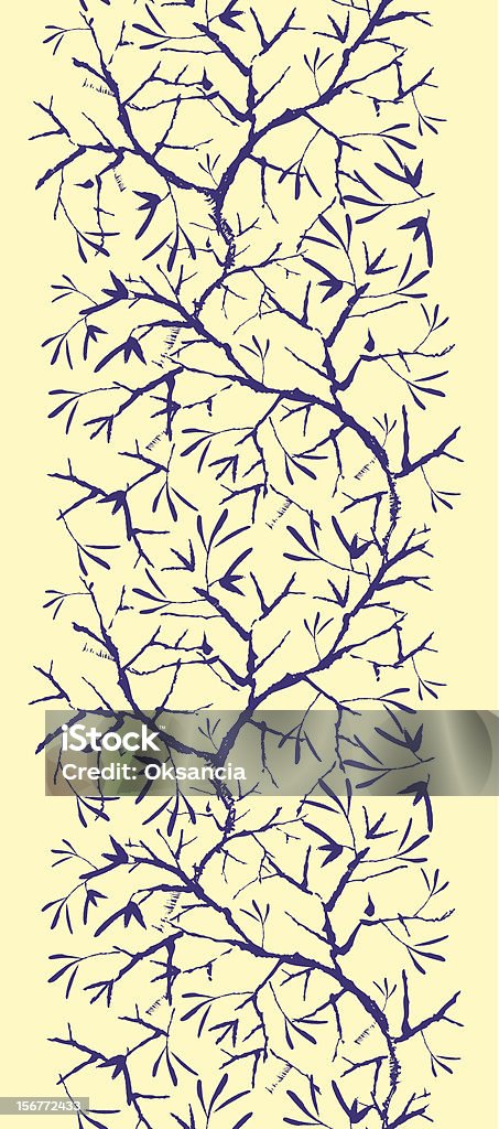 Painted Drzewo gałęzie pionowe bezszwowe wzór Ozdoba - Grafika wektorowa royalty-free (Abstrakcja)