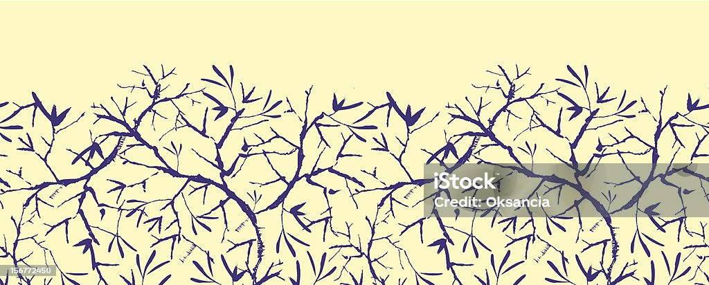 Branches d'arbre peint Ornement de motif sans couture horizontale - clipart vectoriel de Bois libre de droits