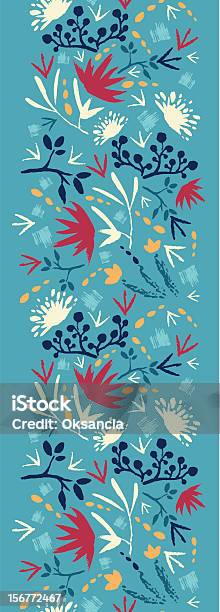 Dipinto Blu Verticale Seamless Pattern Di Decorazione - Immagini vettoriali stock e altre immagini di Albero