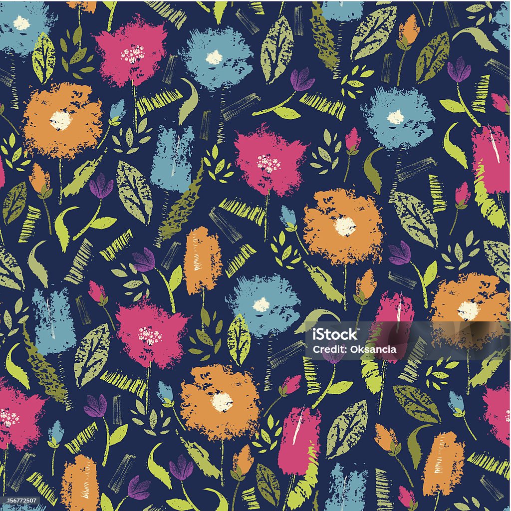 Sommer Blumen Nahtlose Muster Hintergrund gemalt - Lizenzfrei Abstrakt Vektorgrafik