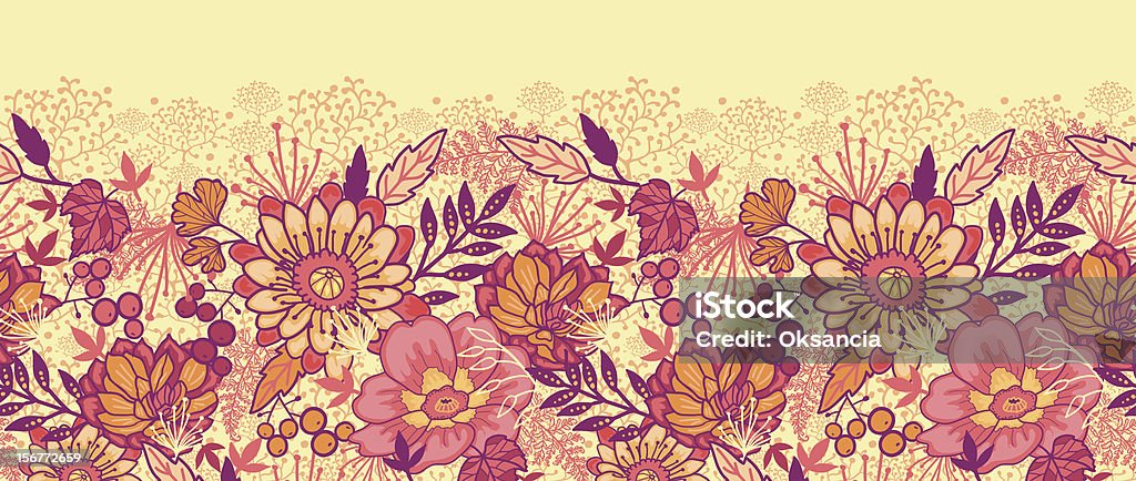 秋のブーケホライゾンタルシームレスなパターンのオーナメント - イラストレーションのロイヤリティフリーベクトルアート