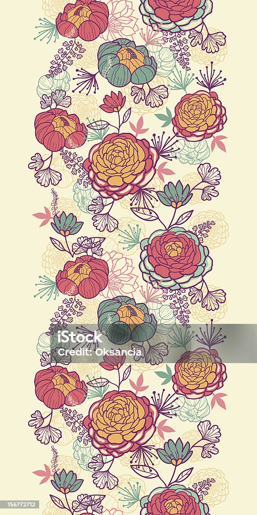 Nachmittag Garten Blumen vertikale Nahtlose Muster Ornament - Lizenzfrei Beige Vektorgrafik