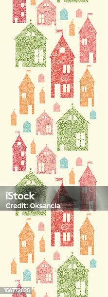 Ilustración de Siluetas Detalladas De Casas Vertical Patrón Sin Costuras Ornament y más Vectores Libres de Derechos de Amarillo - Color