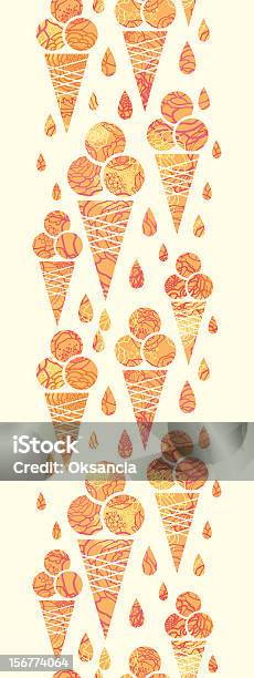 Trama Gelato Coni Verticale Seamless Pattern Decorazione - Immagini vettoriali stock e altre immagini di Arancione