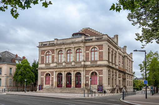 Chartres, France - July 23, 2023: Exterior view of the theater of Chartres, built in 1861 and classified as a French historical monument