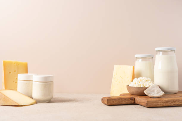 istock Assorted cheese, cottage cheese, milk, yogurt close-up view 1567747748