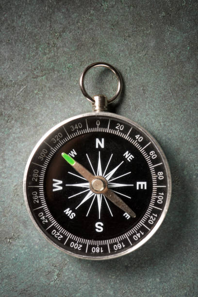 istock Close-up of a compass on a green surface 1567751831