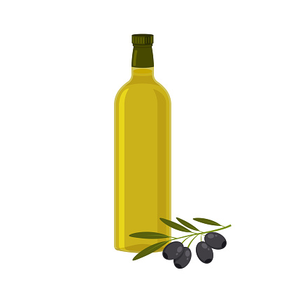 Olive oil dark glass bottle template. Vector bottles mockup. Design element for menu, label, packaging isolated on white background.