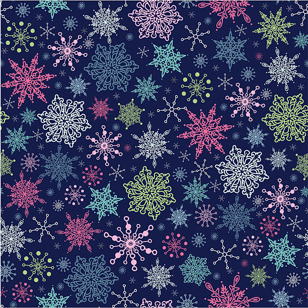 ilustraciones, imágenes clip art, dibujos animados e iconos de stock de snowflakes patrón sin costuras fondo de vacaciones - intricacy snowflake pattern winter