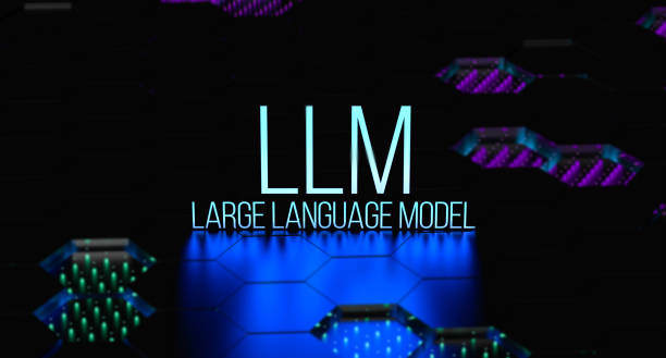 llm大規模言語モデルのテキスト、定義コンセプトネオン。3dレンダリング - text talking translation learning ストックフォトと画像