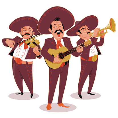 A trio of mariachi musicians.