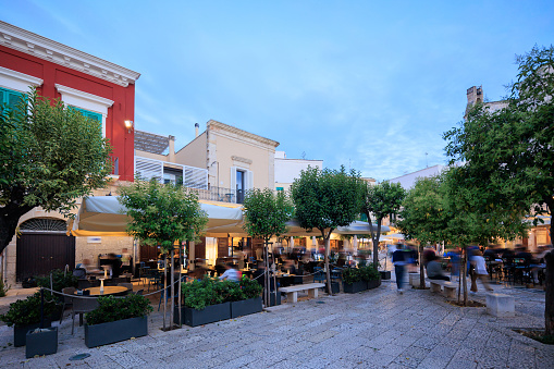 outdoor restaurant Monopoli, Italian town in Puglia
