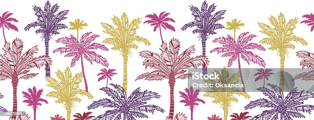 Árvores de palma fronteira de padrão Horizontal sem costura - Royalty-free Abstrato arte vetorial