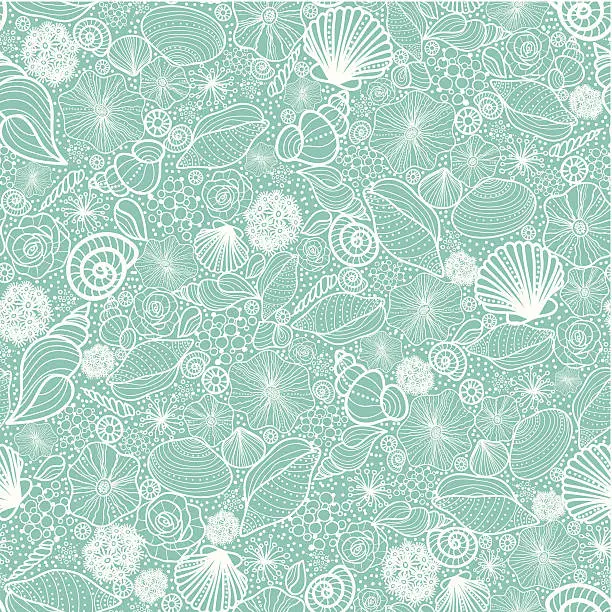 Vector illustration of Seashells Texture Seamless Pattern Background