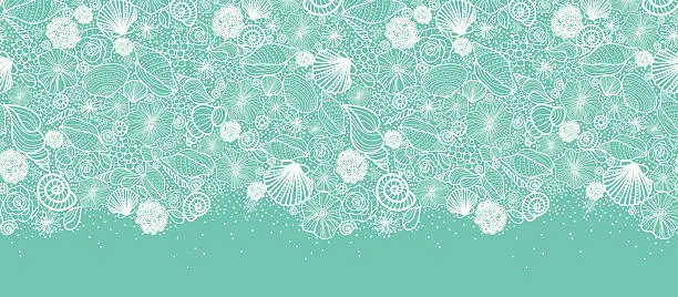 Vector illustration of Seashells Texture Horizontal Seamless Pattern Border