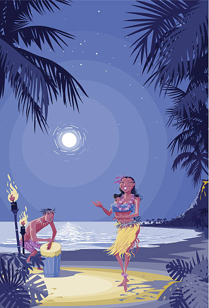 Hula dancer on a tropical beach.