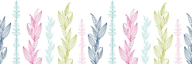Seamless Pattern floreale strisce orizzontali sfondo - illustrazione arte vettoriale