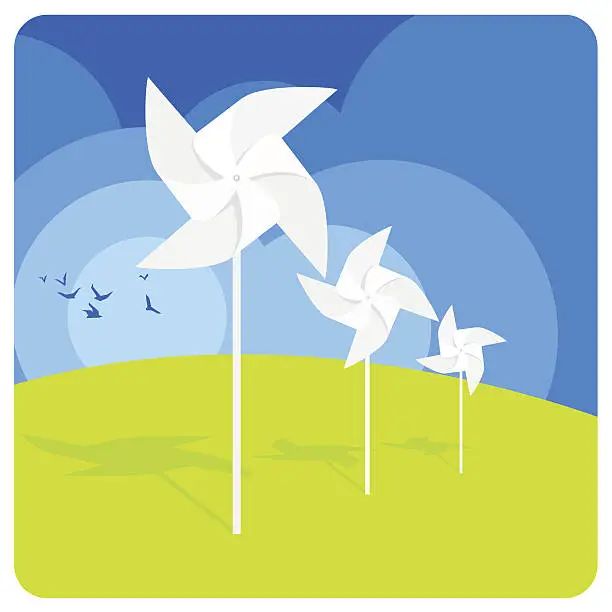 Vector illustration of Windmill concept, clean energy