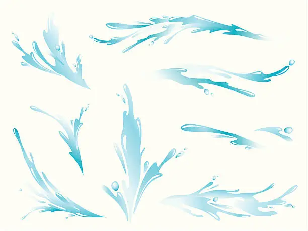 Vector illustration of Splash and drop of water illustration set