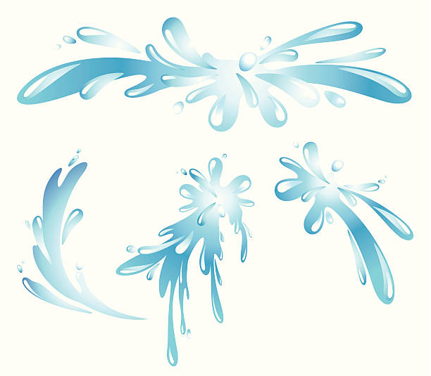 튀기다 및 낙차 저수시설 설정 - splashing water drop white background stock illustrations