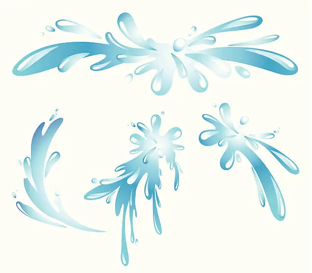 Vector illustration of Splash and drop water set