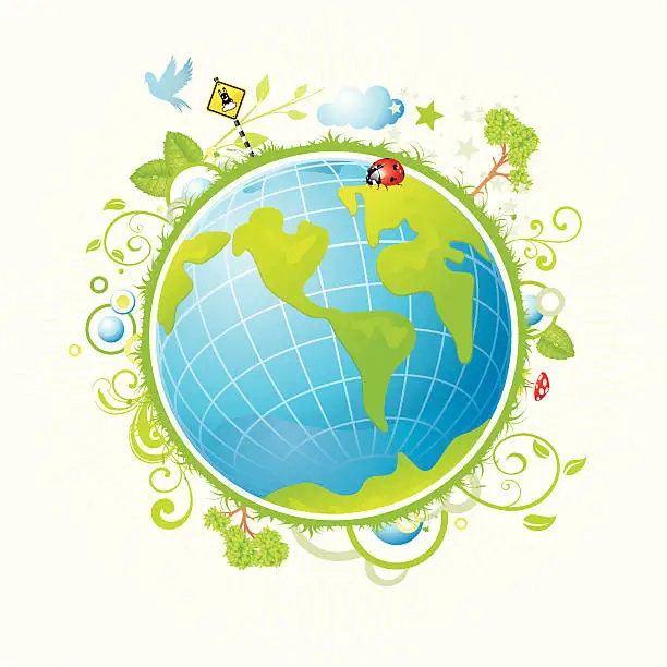 Vector illustration of Earth planet with environment illustration