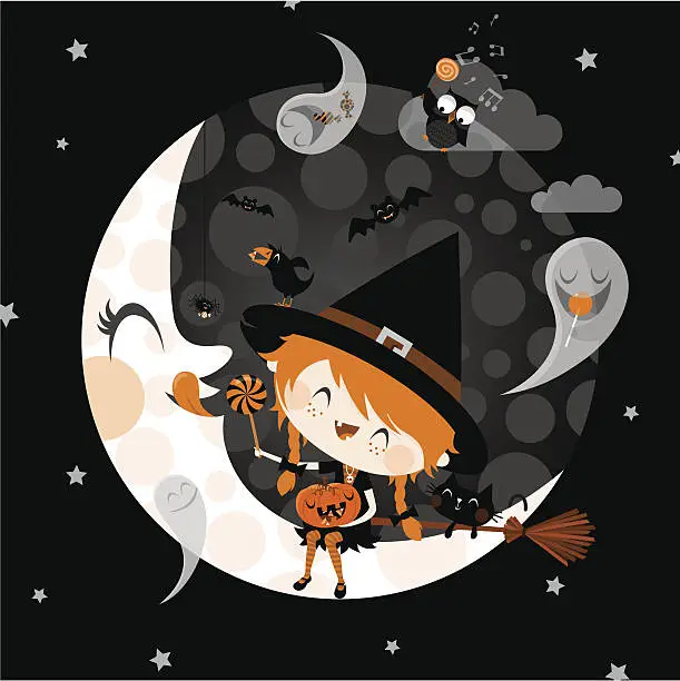 Vector illustration of Halloween candy party