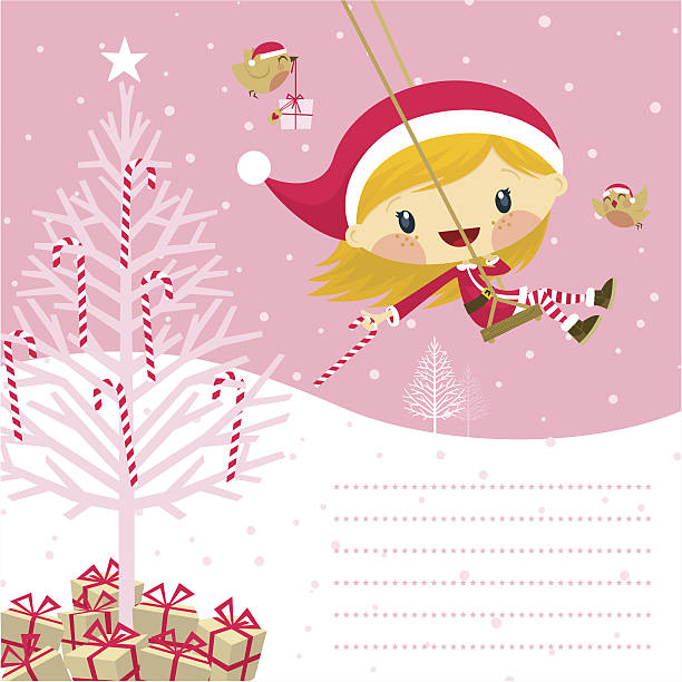 illustrations, cliparts, dessins animés et icônes de petite fille rose santa claus - christmas child baby surprise