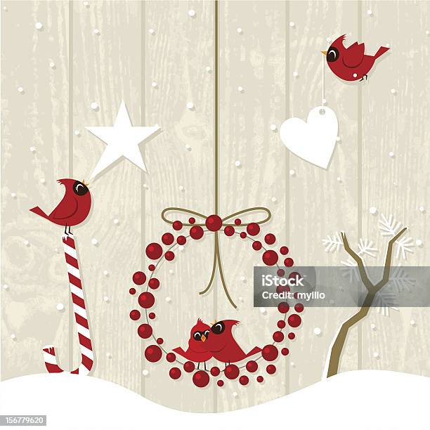 La Joie De Noël Oiseaux Et Cardinal Vecteurs libres de droits et plus d'images vectorielles de Cardinal - Oiseau - Cardinal - Oiseau, Évènement public, Coeur - Symbole d'une idée