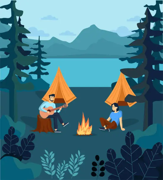 Vector illustration of Concept of camping