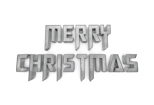 istock Metal Merry Christmas Text on White Background 1567853488