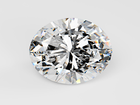 Close-up view of oval cut diamond