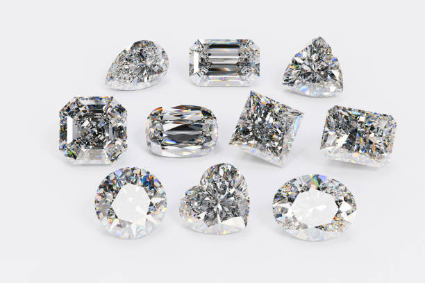 istock Ten variously cut diamonds on white background 1567872763