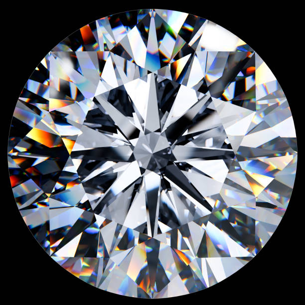 istock Round brilliant cut diamond isolated on black background 1567873843