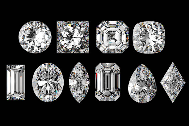 istock Ten popular diamond shapes, isolated on black background 1567874390