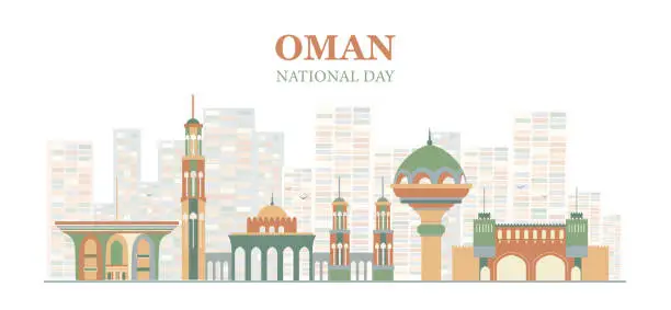 Vector illustration of National day of Oman