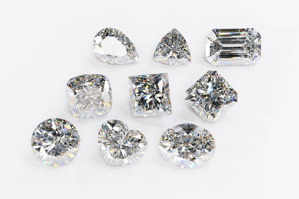 istock Nine diamonds of the most popular cut styles on white background 1567877105