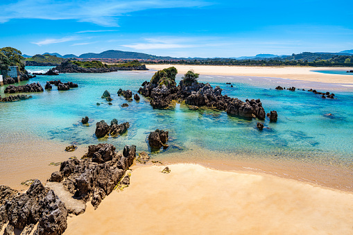 Playa los Barcos beach in Arnuero of Cantabria in Cantabrian sea of North Spain