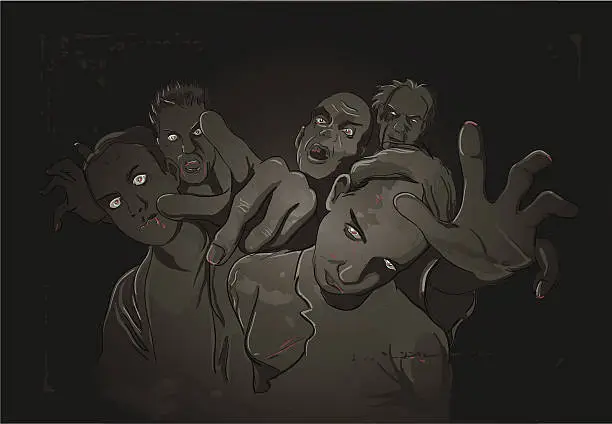 Vector illustration of Zombies attack vector illustration