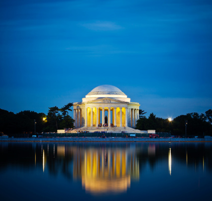 The Thomas Jefferson Memorial Lit Up At Night In Washington D.C., U.S.A.