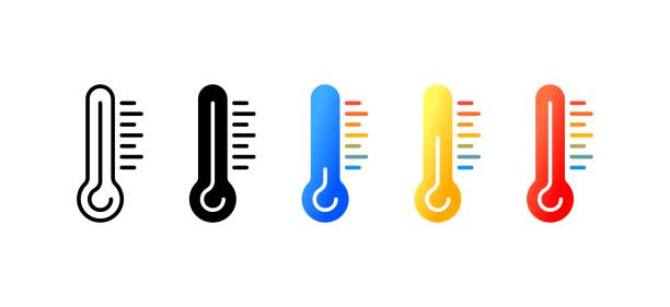 Thermometer. Flat, color, thermometer icons, measure temperature with a thermometer. Vector icons. Thermometer. Flat, color, thermometer icons, measure temperature with a thermometer. Vector icons. temp gauge stock illustrations