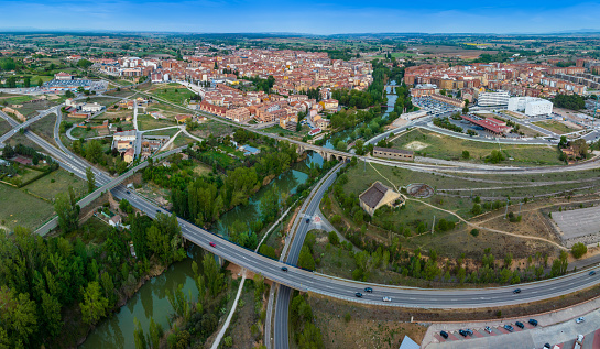 Aranda del Duero aerial view village in Burgos in Castile y Leon of Spain