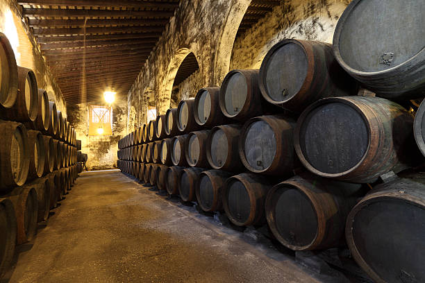 Old wine cellar stock photo