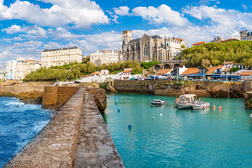 Biarritz port marina harbor in New Aquitaine, Atlantic Pyrenees in French Basque Country of France