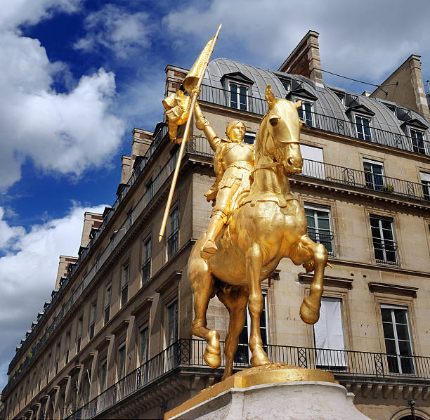 Joan of Arc. Statue of Joan of Arc on Place des Pyramides in Paris, France. place des pyramides stock pictures, royalty-free photos & images