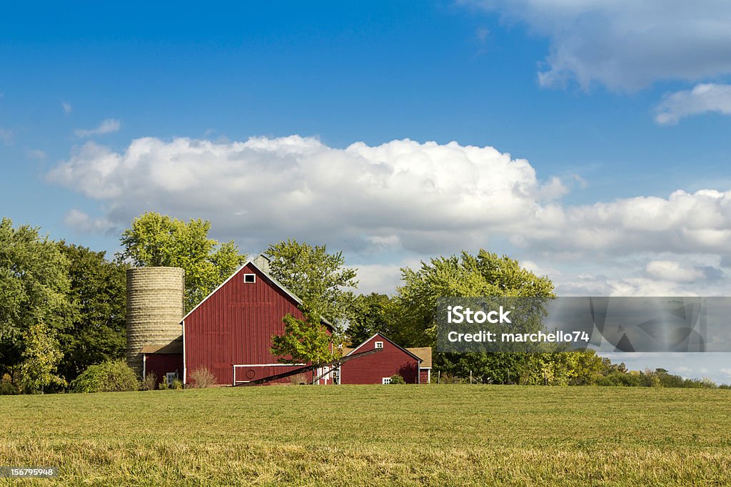 American farm con de silo - Foto de stock de Agricultura libre de derechos