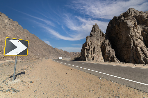 Road between the mountains. eastern Desert . Egypt .