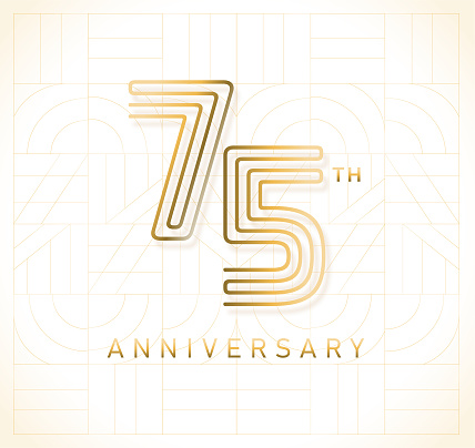 Vector illustration of a Year Anniversary Label geometric typography design with gold colors. Fully editable or place your logo into the design to customize. Includes vector eps and high resolution jpg.