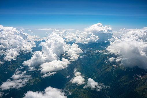 Caucasus mountains, aircraft point of view