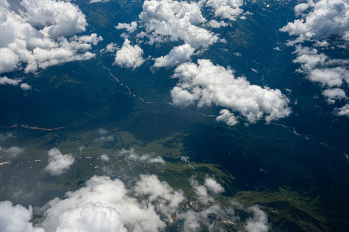 Caucasus mountains, aircraft point of view